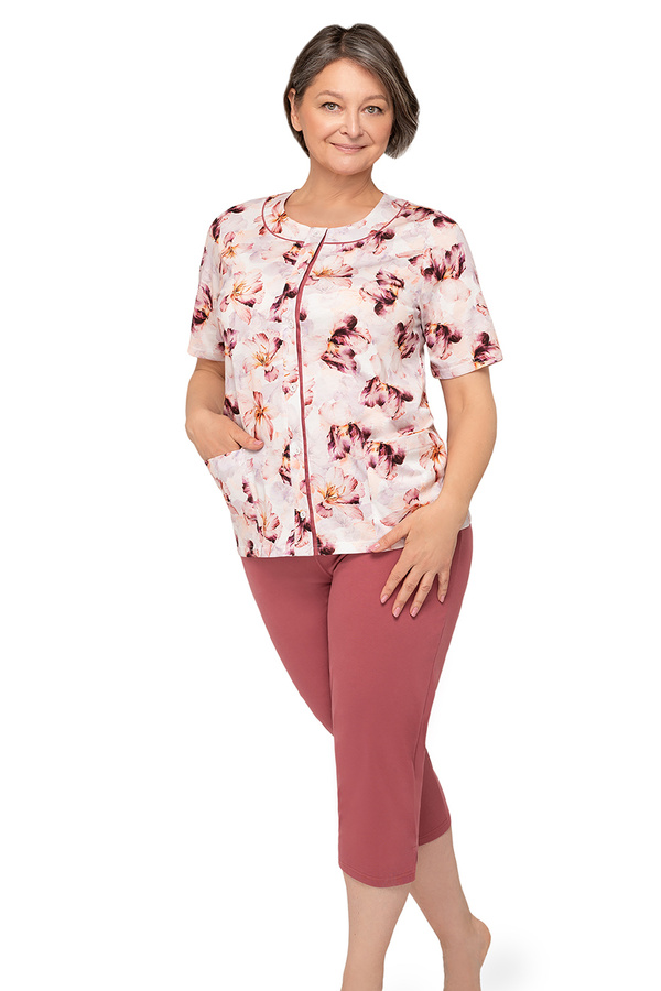 Piżama damska krótki rękaw, 3/4 spodnie Maria I 200 wz.23 Martel