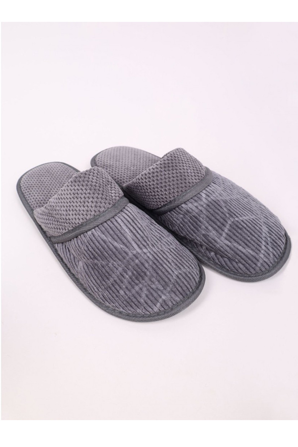 Kapcie męskie z wywinięciem szare