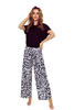 Piżama damska krótki rękaw, długie spodnie Gladys czarny/zebra Eldar