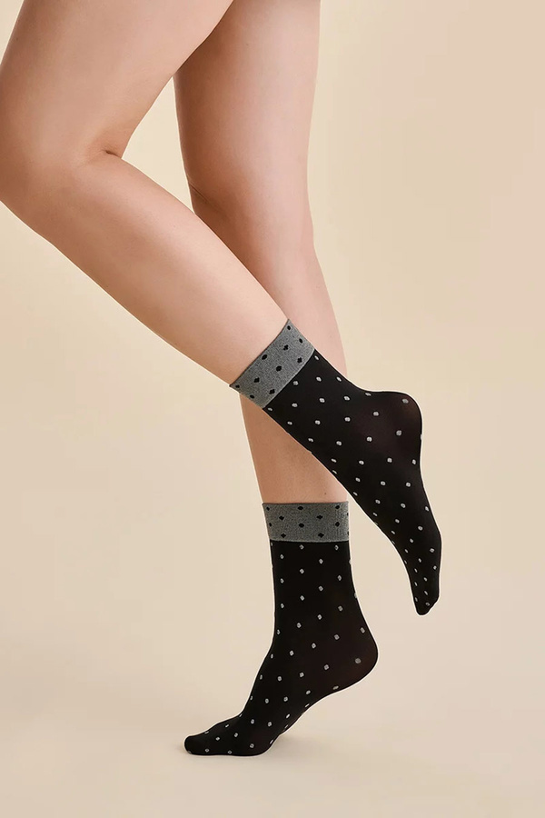 Skarpetki damskie grube wzorzyste DINA nero Gabriella