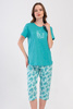 Piżama damska krótki rękaw, 3/4 spodnie PLUS SIZE 4082271405 zielona Vienetta