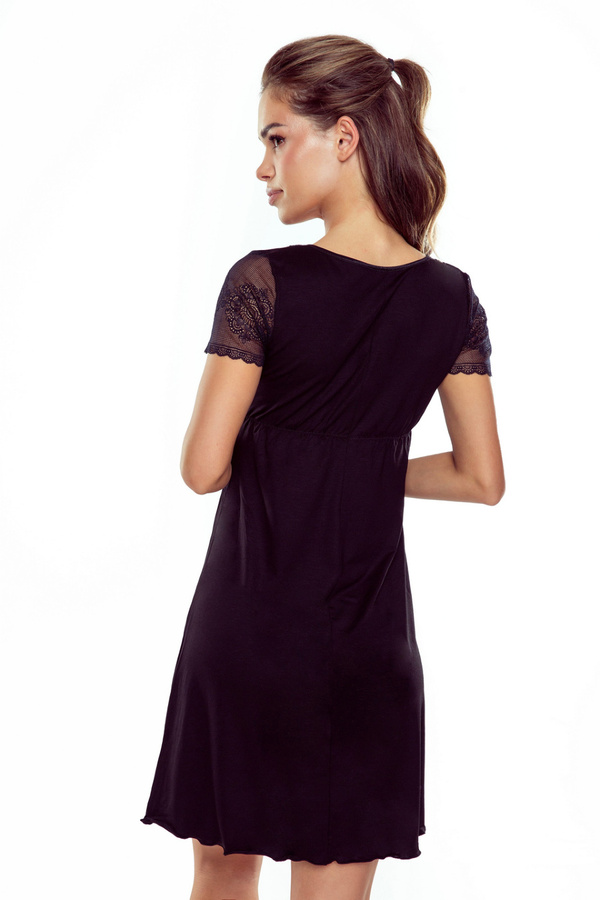 Koszulka nocna damska krótki rękaw Lisette czarny Eldar