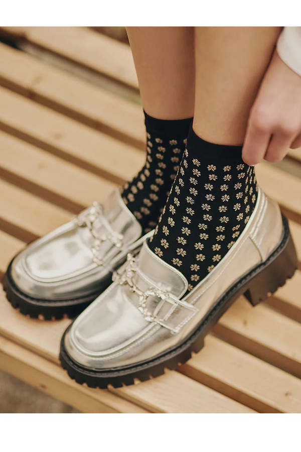 Skarpetki damskie grube wzorzyste FIOR nero Gabriella