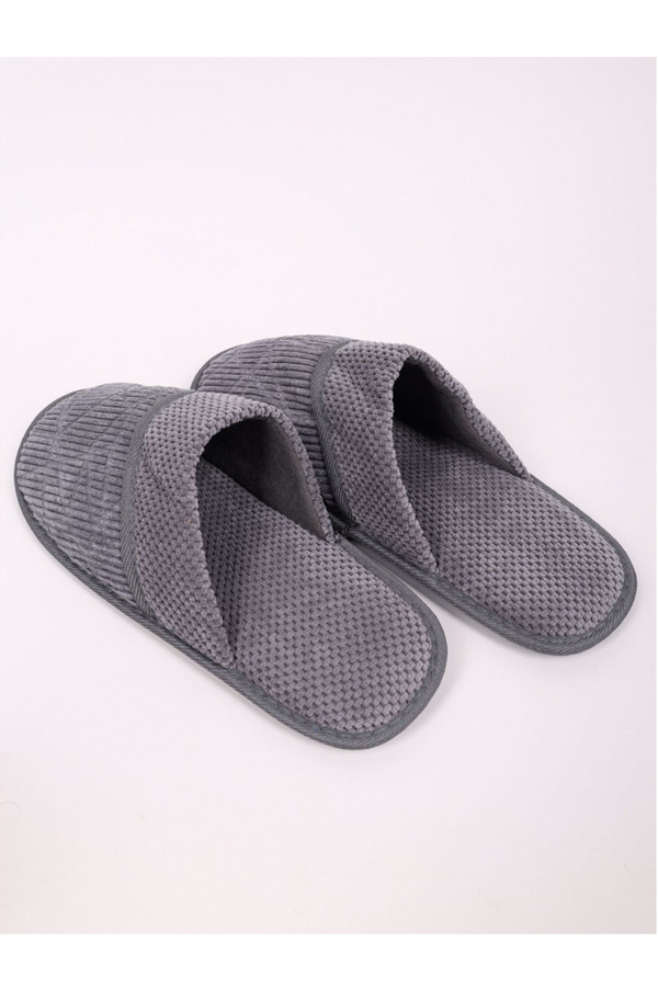 Kapcie męskie z wywinięciem szare