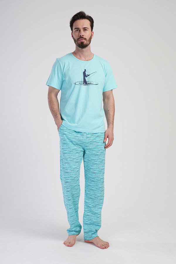 Piżama męska krótki rękaw, długie spodnie 3112343878 Vienetta