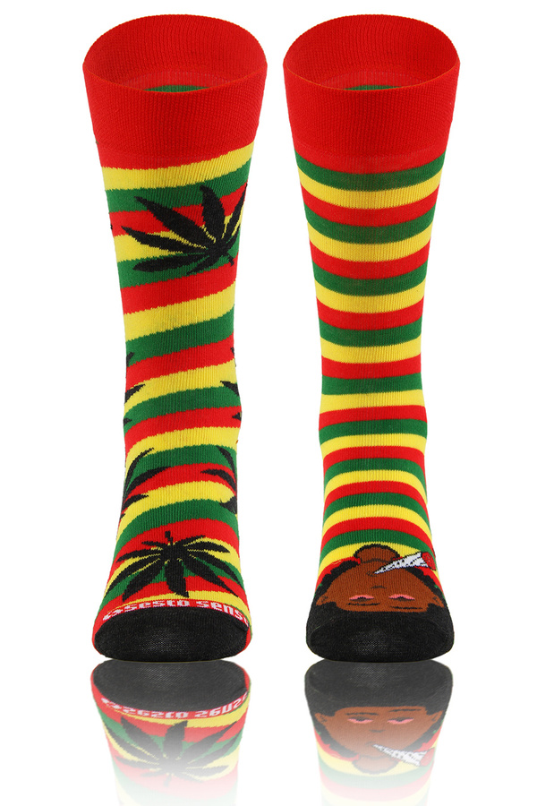 Skarpetki damskie dwie różne wzorzyste CASUAL rasta zioło Sesto Senso