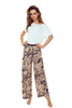 Piżama damska krótki rękaw, długie spodnie Gladys beżowo/złoty Eldar
