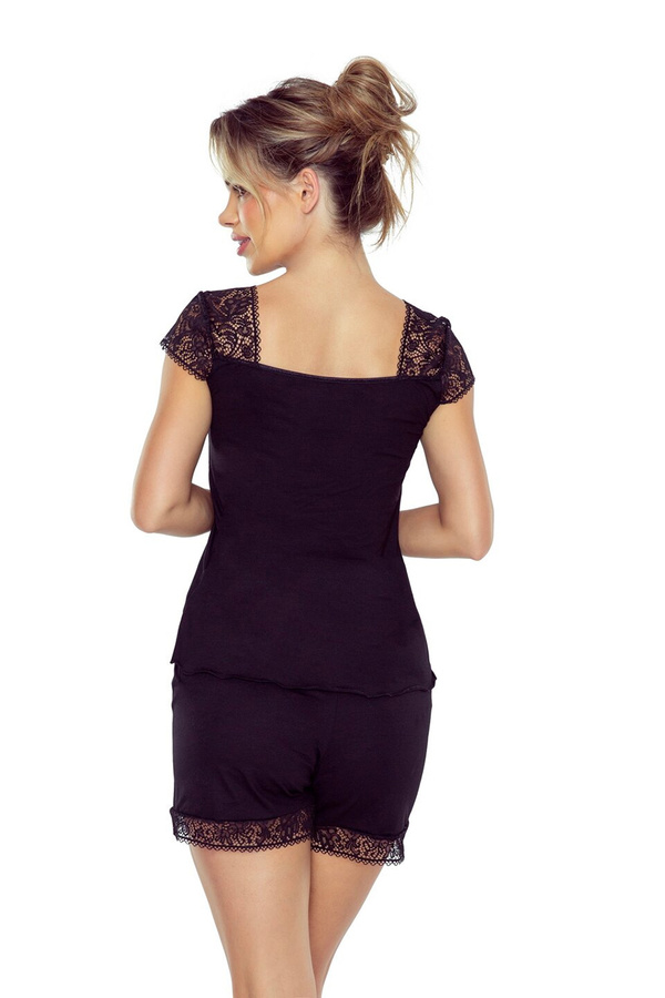 Piżama damska krótki rękaw, szorty wiskoza Gerda czarna Eldar