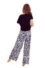 Piżama damska krótki rękaw, długie spodnie Gladys czarny/zebra Eldar
