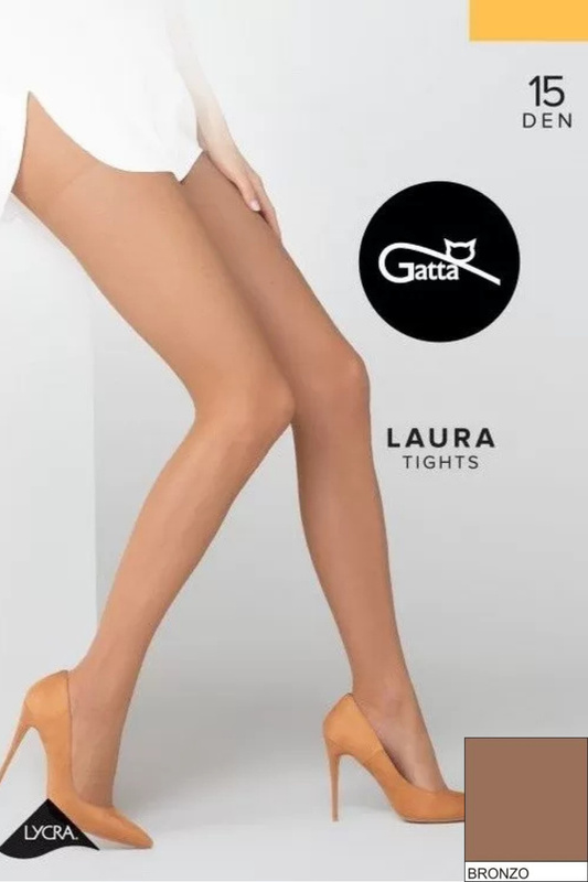 LAURA - Rajstopy damskie Lycra 15 DEN Gatta - bronzo