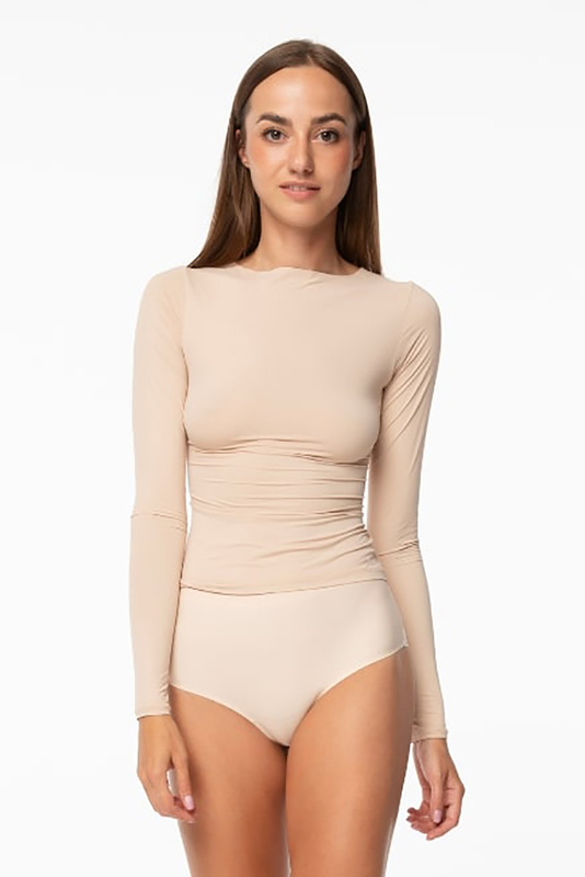 Koszulka damska długi rękaw szybkoschnąca SIMPLE LONGSLEEVE beżowy