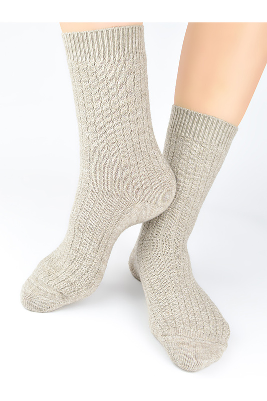 Skarpety damskie z wełną SW027 wz.03 beżowe Noviti
