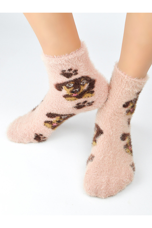 Skarpety damskie puchate SP008 wz.02 brudny róż Noviti