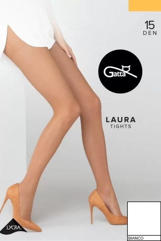 LAURA - Rajstopy damskie Lycra 15 DEN Gatta - bianco