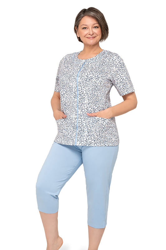 Piżama damska krótki rękaw, 3/4 spodnie Maria I 200 wz.22 Martel