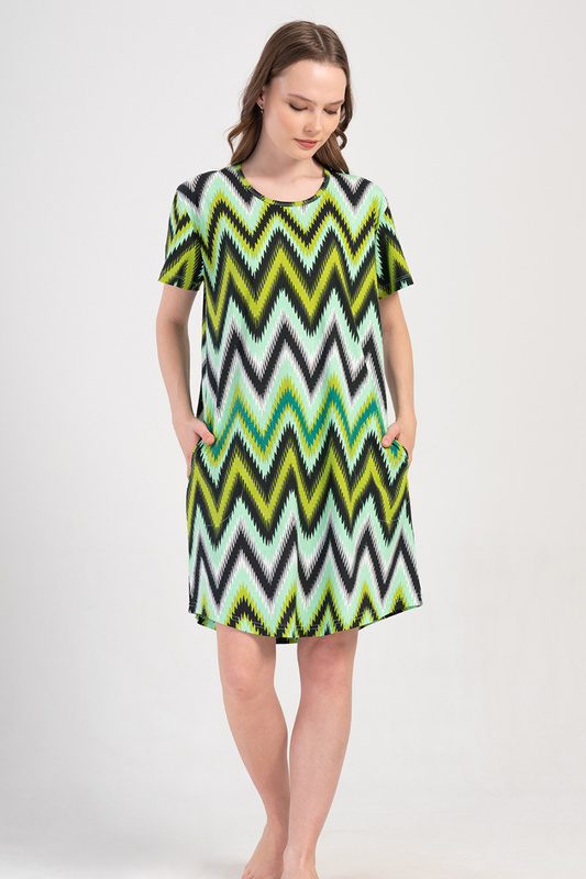 Koszula nocna damska z kieszeniami- krótki rękaw 4091170922 Vienetta