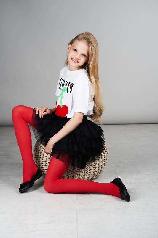 Rajstopy dziewczęce microfibra 40 den czerwony Noviti