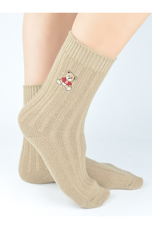 Skarpety damskie z wełną SW025 wz.02 beżowe Noviti