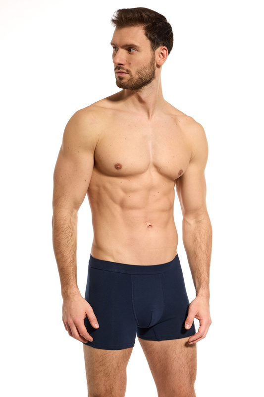 Bokserki męskie gładkie BB007 guma wewnętrzna granatowe Noviti