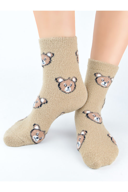 Skarpety damskie puchate SP011 wz.02 beżowe Noviti