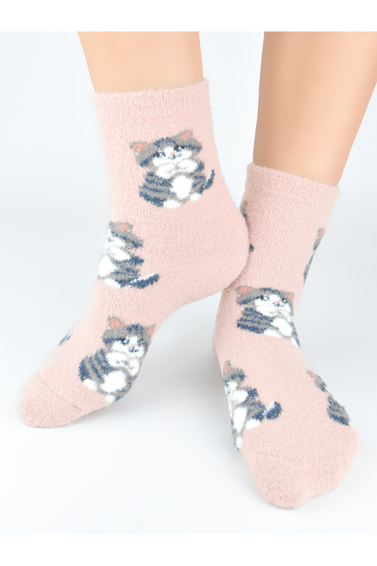 Skarpety damskie puchate SP015 wz.02 brudny róż Noviti