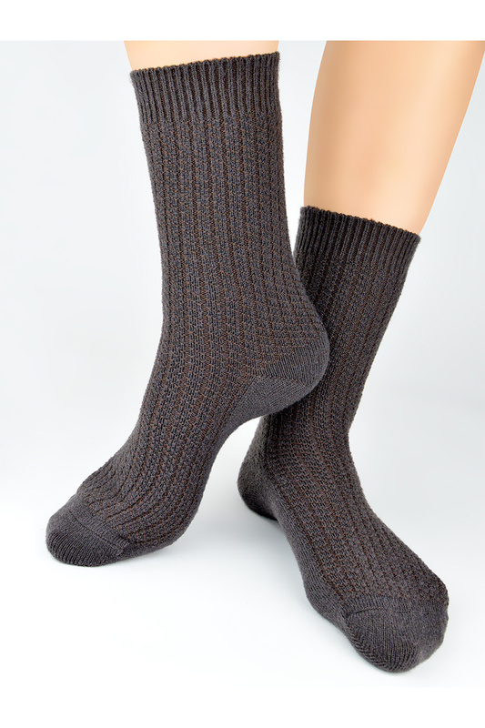 Skarpety damskie z wełną SW027 wz.01 ciemna czekolada Noviti