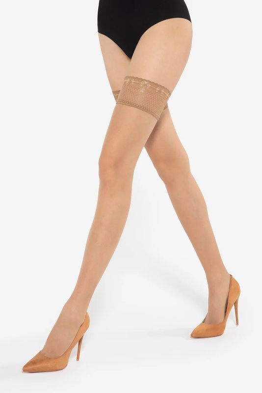 MICHELLE 4 - Pończochy samonosne 8 DEN Gatta - daino