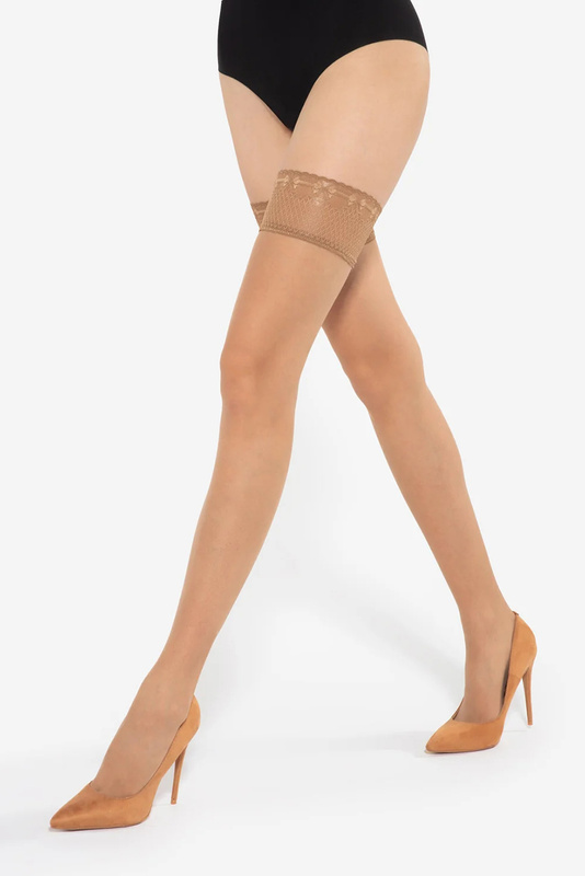MICHELLE 4 - Pończochy samonosne 8 DEN Gatta - golden
