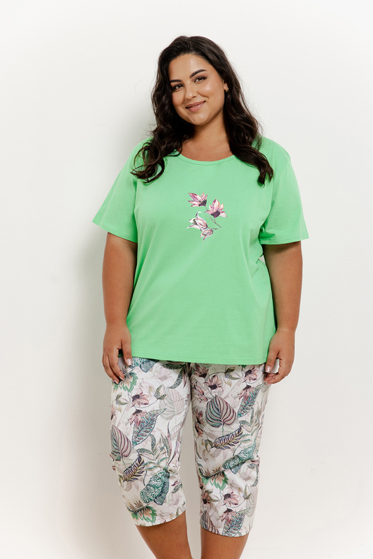 Piżama damska krótki rękaw, 3/4 spodnie PLUS SIZE Lia 3372 S/S 25 Taro