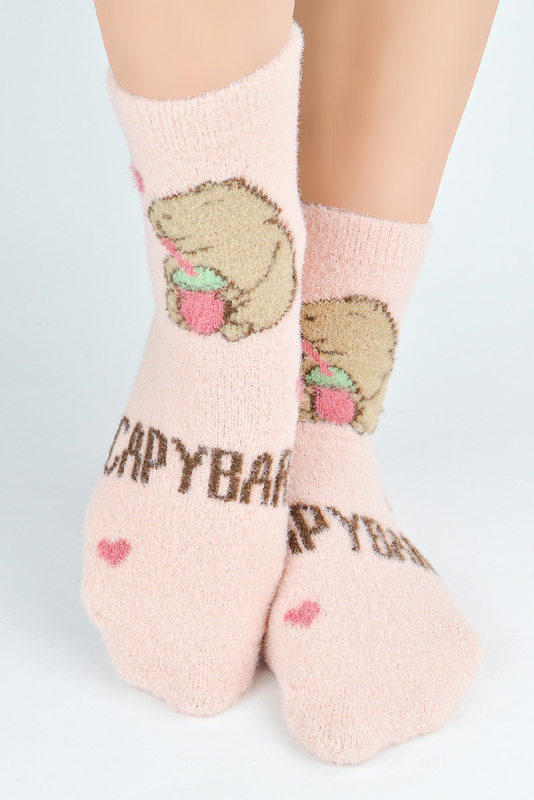 Skarpety damskie puchate SP021 wz.02 pudrowy róż Noviti