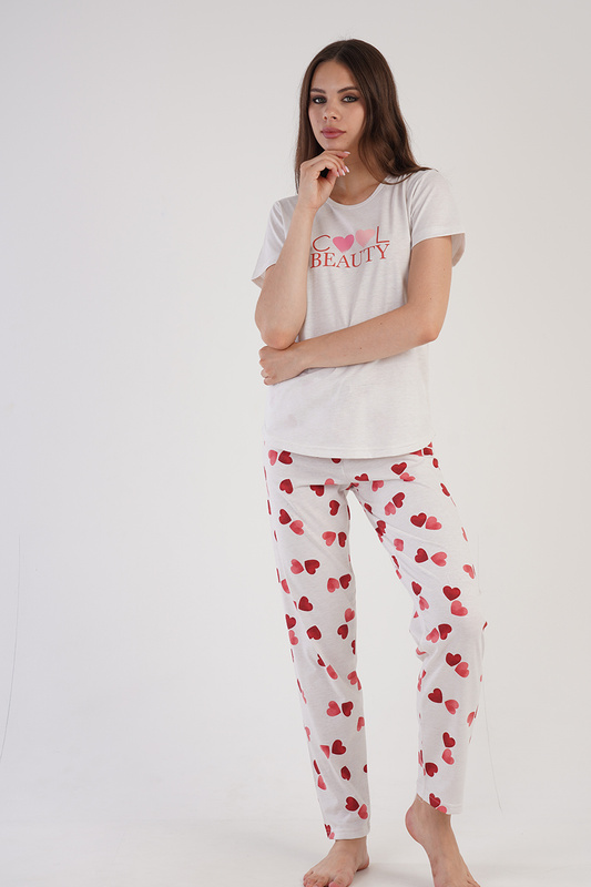 Piżama damska krótki rękaw, długie spodnie 3040061853 Vienetta