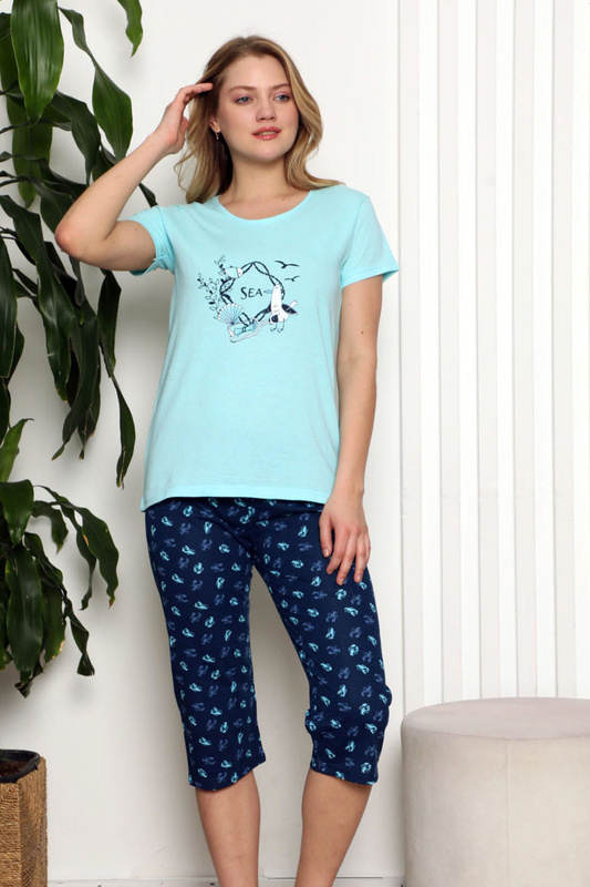 Piżama damska krótki rękaw, 3/4 spodnie LAP-Y13314 La Penna