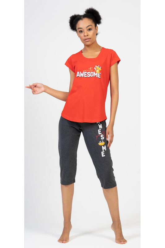 Piżama damska krótki rękaw, 3/4 spodnie 1090730000 Vienetta