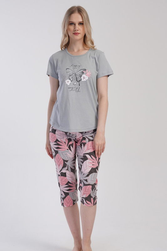 Piżama damska krótki rękaw, 3/4 spodnie 4030394027 Vienetta