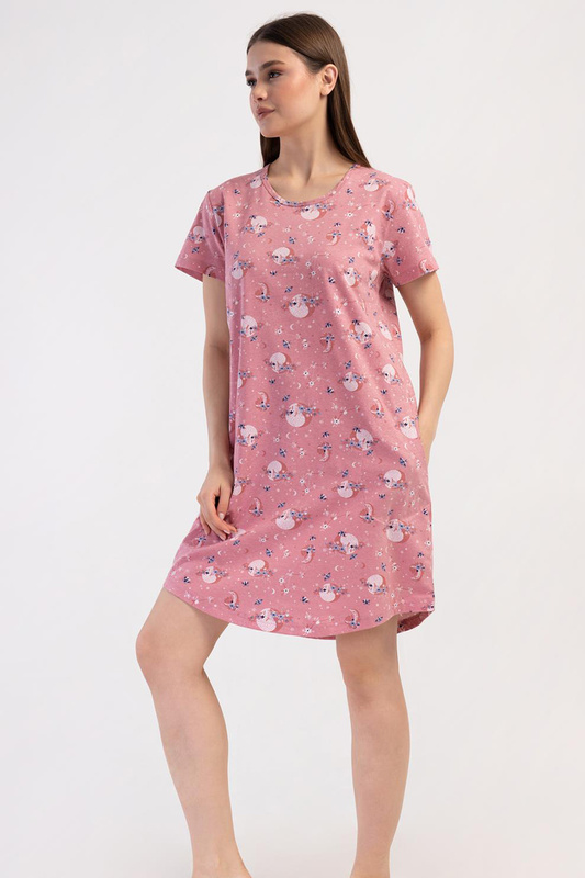 Tunika damska krótki rękaw kieszenie 408238 róż Vienetta