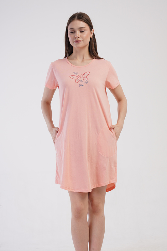 Koszula nocna damska krótki rękaw 4110300000 łososiowa Vienetta