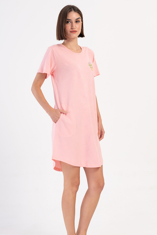 Koszula nocna damska krótki rękaw 4070730000 różowa Vienetta