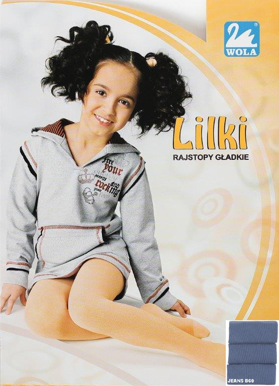 LILKI rajstopy dziecięce cienkie, gładkie 38004 Wola - jeans B60