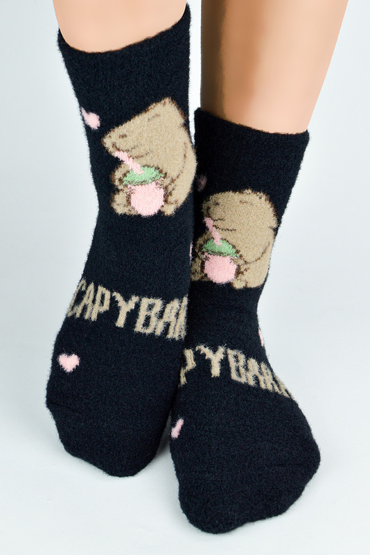 Skarpety damskie puchate SP021 wz.01 czarne Noviti