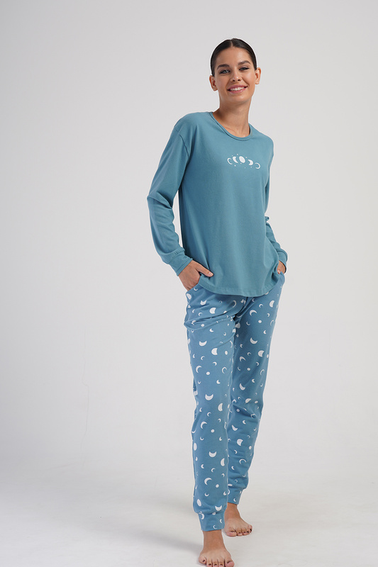 Piżama damska długi rękaw, długie spodnie 4040255106 Vienetta