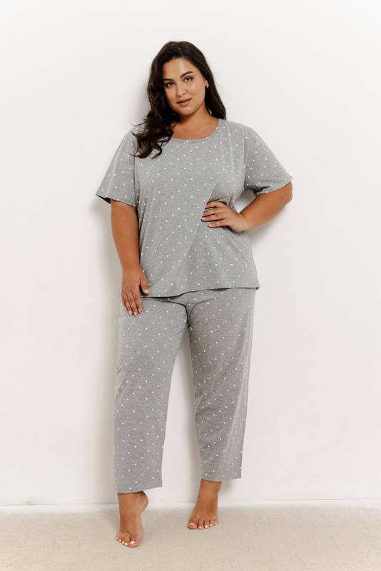 Piżama damska krótki rękaw, 7/8 spodnie PLUS SIZE Meg 3368 S/S 25 Taro