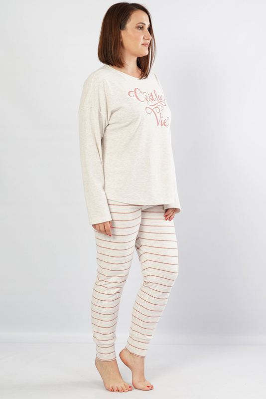 Piżama damska długi rękaw, długie spodnie PLUS SIZE 1032200160 Vienetta