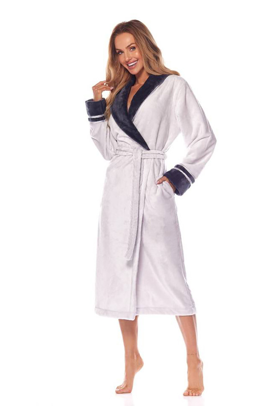 Szlafrok damski  2206 długi CLAUDIA perła L&L