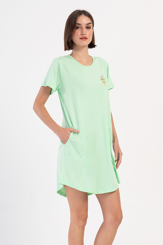 Koszula nocna damska krótki rękaw 4070730000 zielona Vienetta