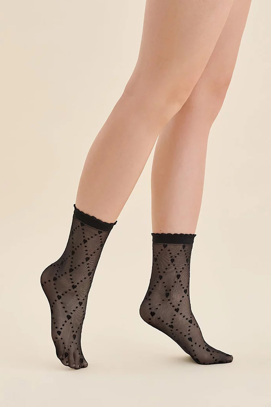 Skarpetki damskie cienkie wzorzyste SUNI nero Gabriella