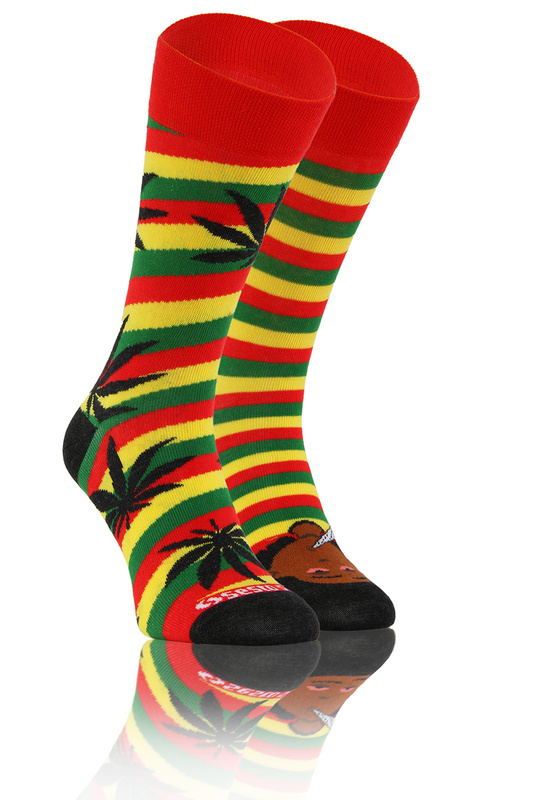 Skarpetki damskie dwie różne wzorzyste CASUAL rasta zioło Sesto Senso