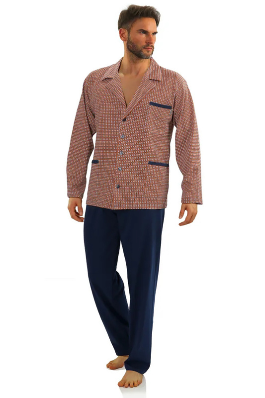 Piżama męska rozpinana długi rękaw, długie spodnie 2385/11 Sesto Senso