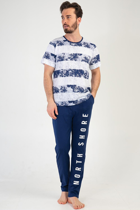 Piżama męska krótki rękaw, długie spodnie 2120680047 Vienetta