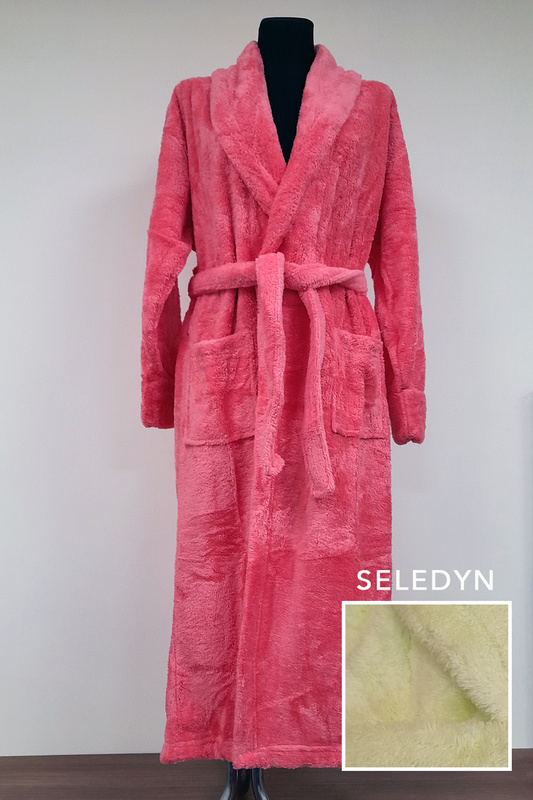 Szlafrok damski długi soft 010506 szalowy kołnierz - seledynowy