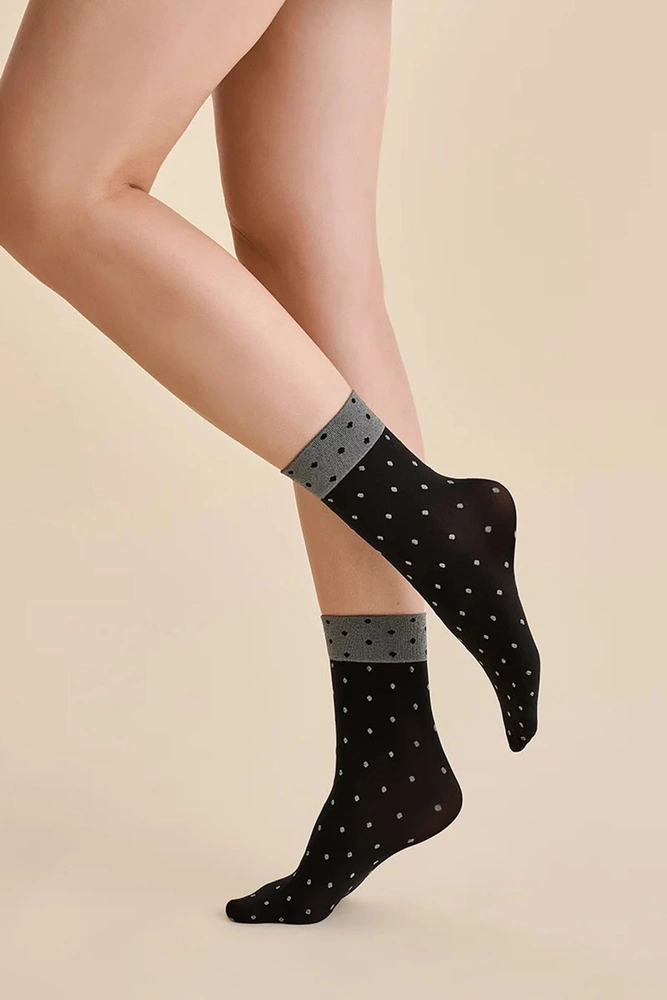 Skarpetki damskie grube wzorzyste DINA nero Gabriella